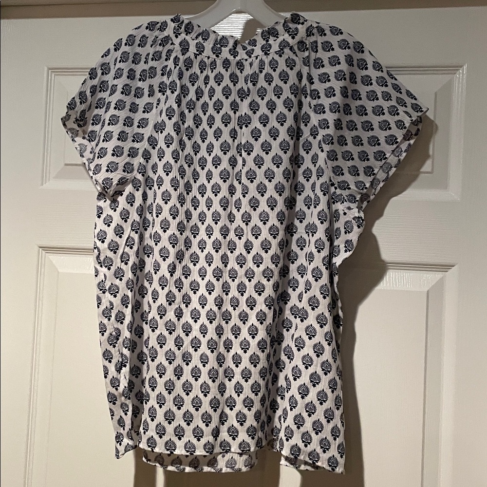 Talbots Navy and White Patterned Shirt - Picture 3 of 3